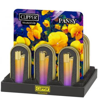 Clipper Classic Feuerzeug Metal 'Pansy' + Etui