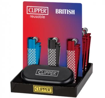 Clipper Classic Feuerzeug Metal 'British Laser' + Etui