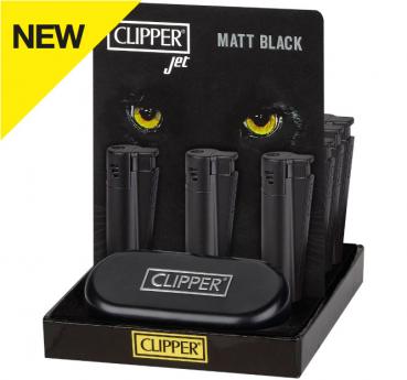 Clipper Jet Flame Feuerzeug Metal 'Matt All Black' + Etui