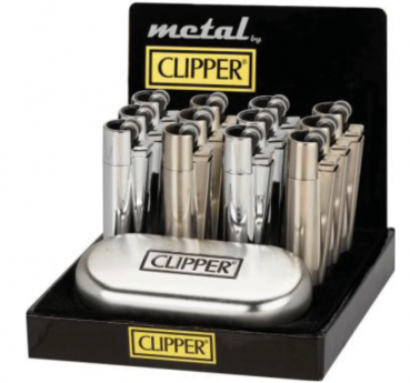Clipper Classic Metall Original Feuerzeug 'Metal Silver Gebürstet' mit Etui/Box