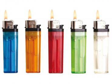 Reibradfeuerzeug transparent verschiedene Farben