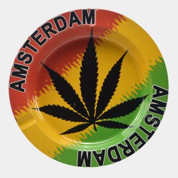 'Rasta Weed Leaf Amsterdam' Metall Aschenbecher