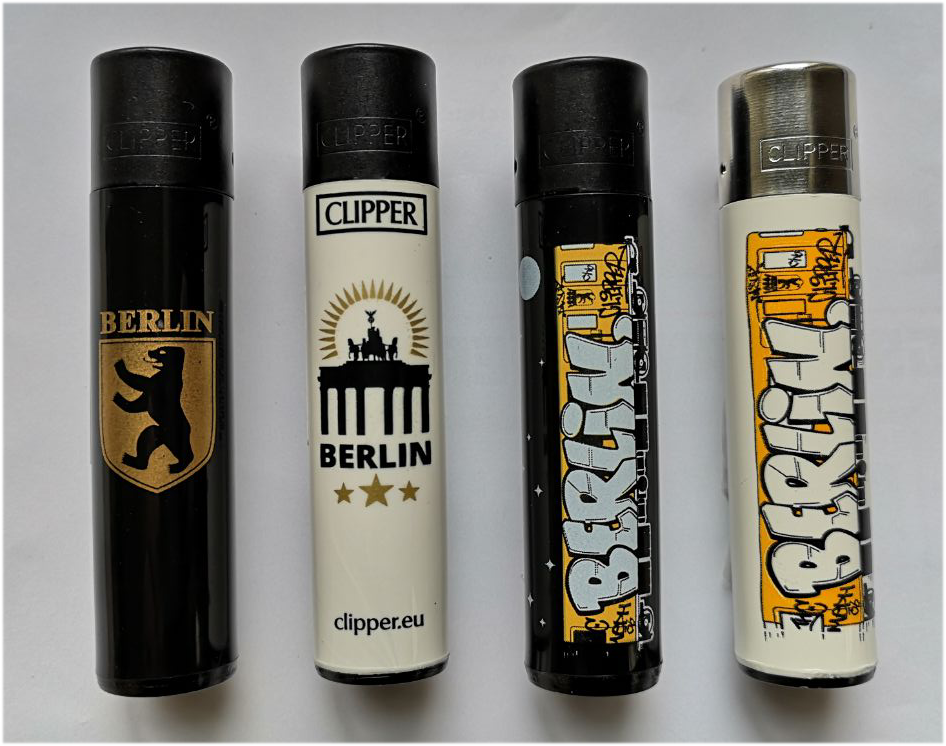 Clipper Feuerzeug Berlin Skyline schwarz gold