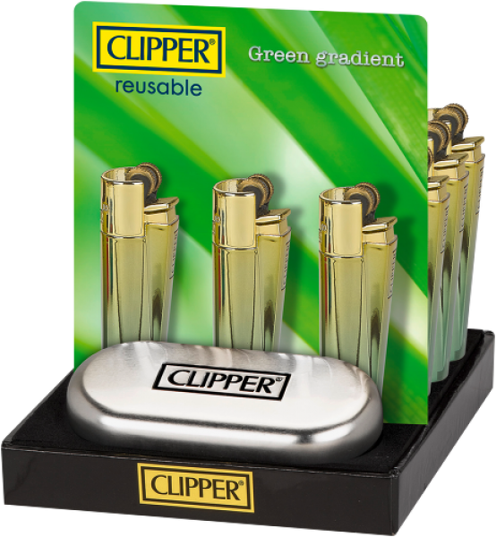 Clipper Classic Feuerzeug Metal 'Green Icy' + Etui