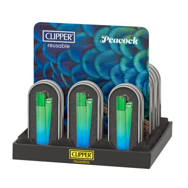 Clipper Classic Feuerzeug Metal 'Peacock' + Etui