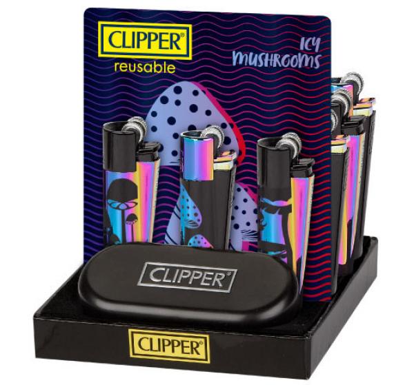 Clipper Classic Feuerzeug Metal 'Icy Mushroom' + Etui