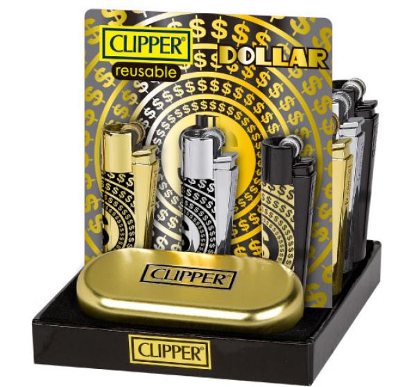 Clipper Classic Feuerzeug Metal 'Dollar' + Etui