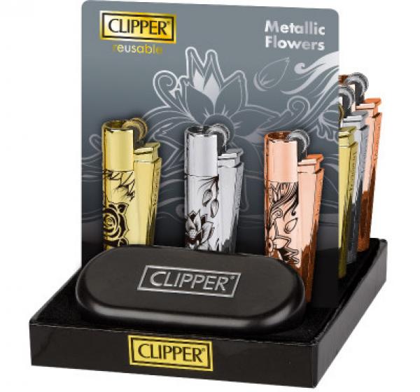 Clipper Metal Classic Feuerzeug "Metallic Flowers" + Etui