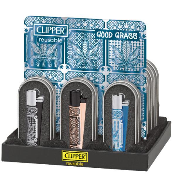 Clipper Classic Feuerzeug Metal 'Good Grass' + Etui
