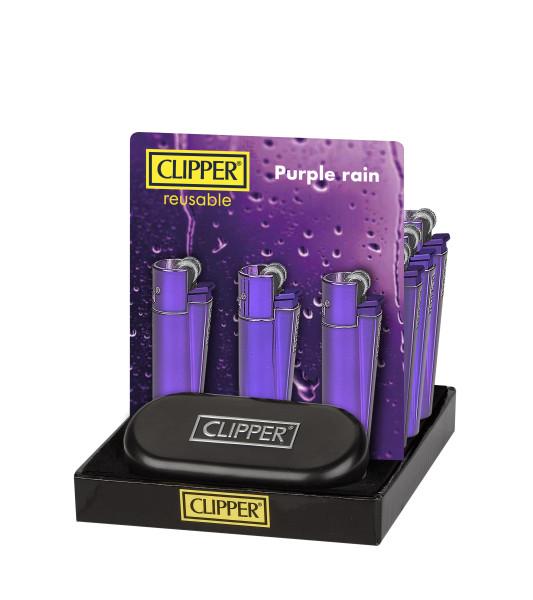 Clipper Metal Classic Feuerzeug "Purple Rain" + Etui