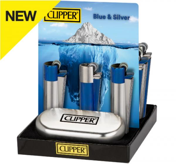 Clipper Classic Metal Feuerzeug Blue & Silver