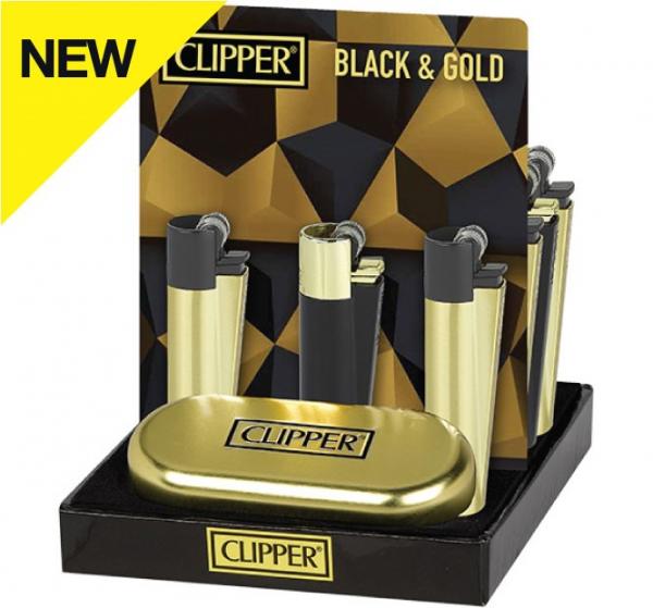 Clipper Metal Classic Feuerzeug "Black & Gold" + Etui