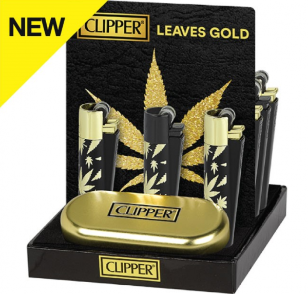 Clipper Metal Classic Feuerzeug "Leaves Gold" + Etui